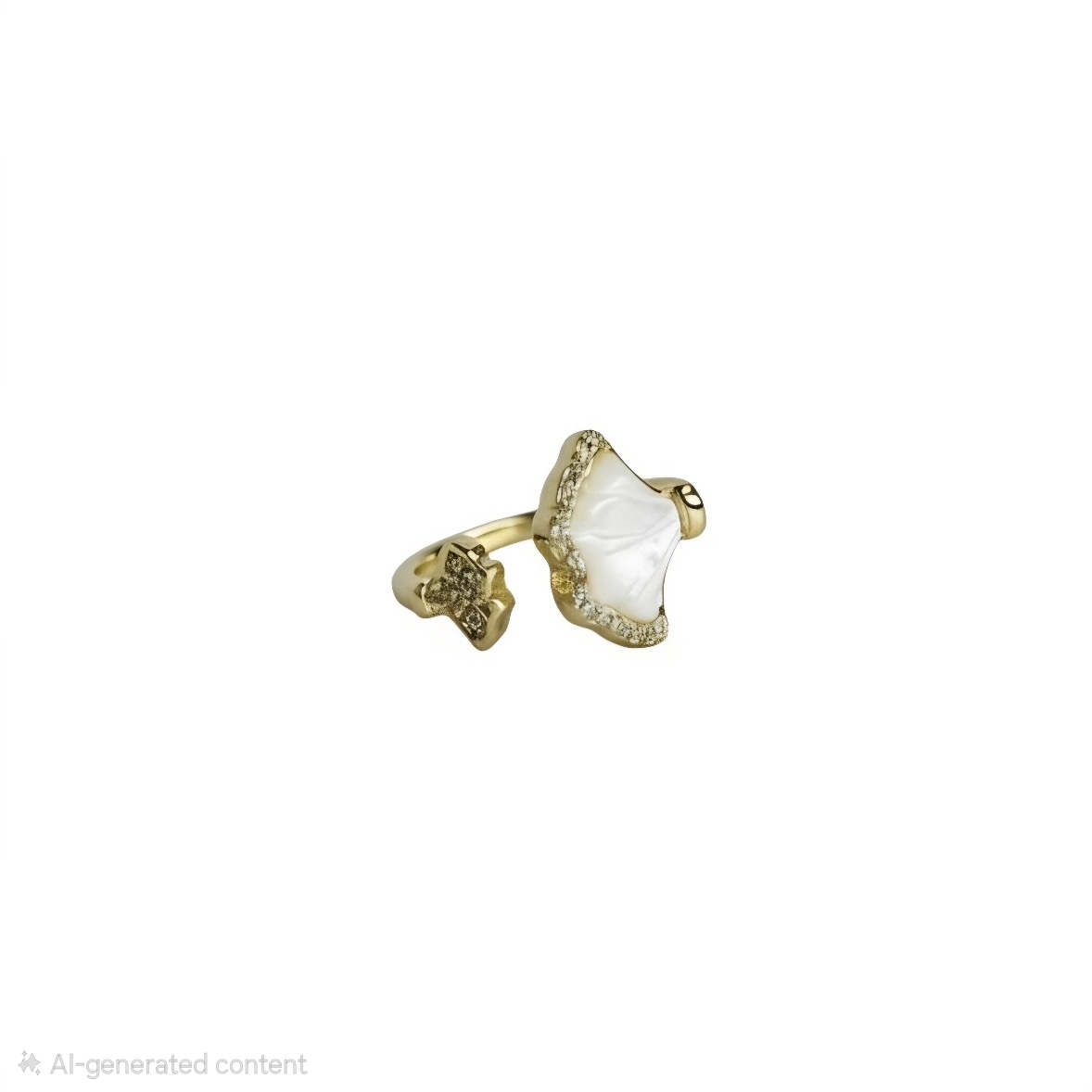 Mother of Pearl Leaf Adjustable Ring